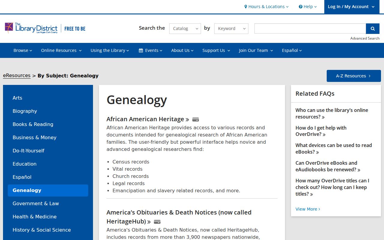 Spring Valley people directories in the Library District genealogy resources