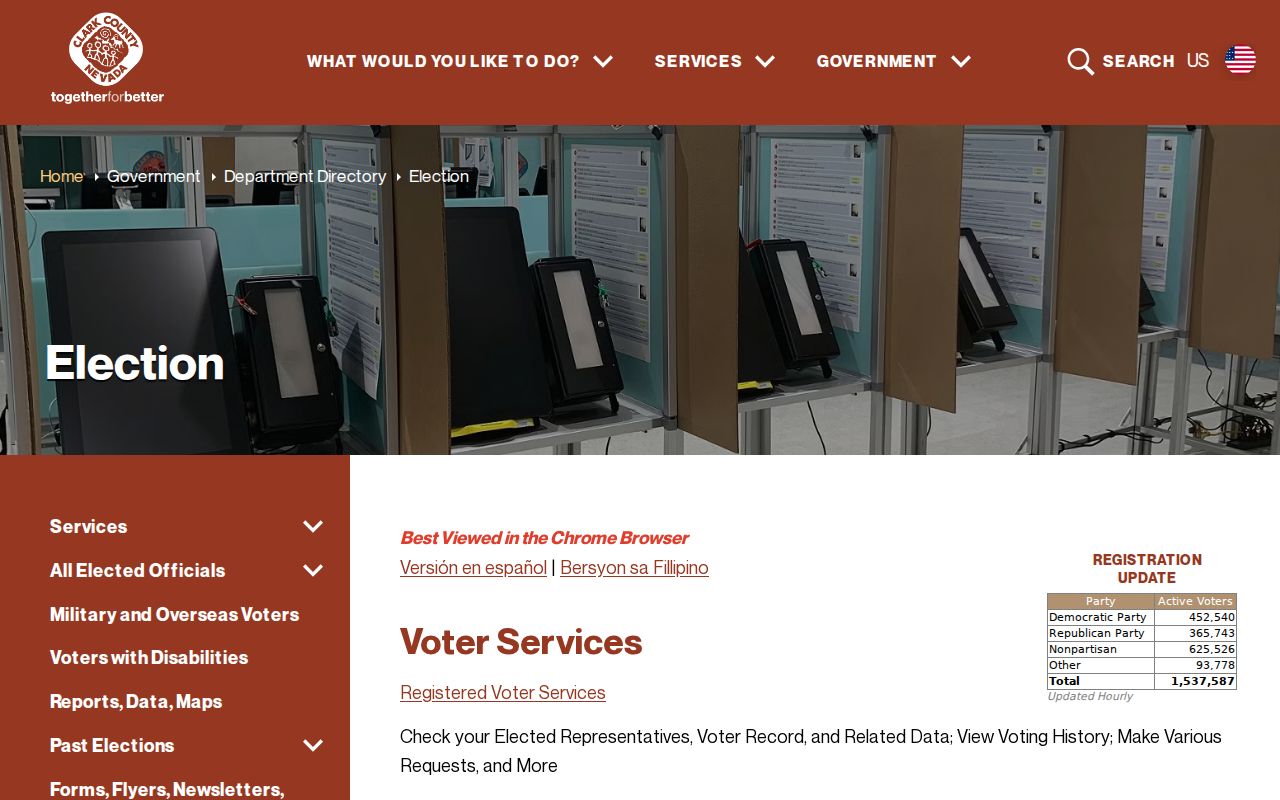 Spring Valley voter records resources from Clark County Elections